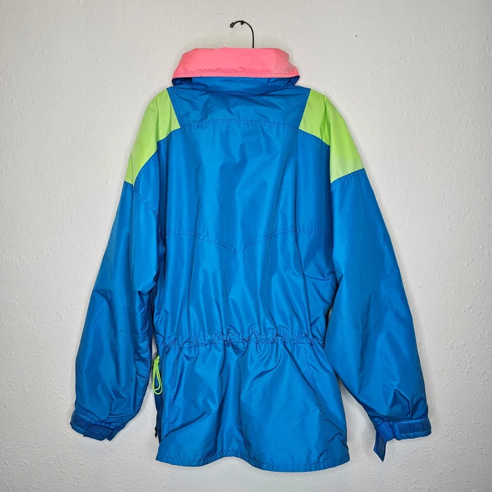 Vintage 90' Columbia Colorblock Neon Jacket Male's Size XL - Picture 2 of 13